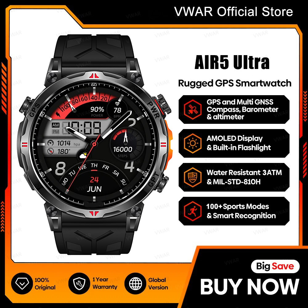 Watch Vs Amazfit - 2025 신형 VWAR GPS 스마트워치 1.56인치