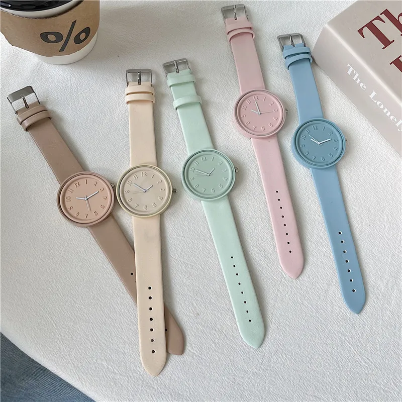 Minimalist Thin Watch - 여성용 마카롱 컬러 시리즈 시계, 고품질