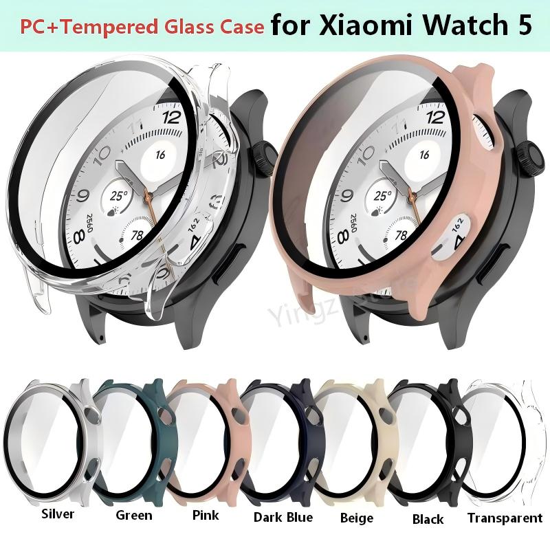 Smartwatch English - 샤오미 워치5 스마트워치용 PC+강화유리 케이스, 스트랩