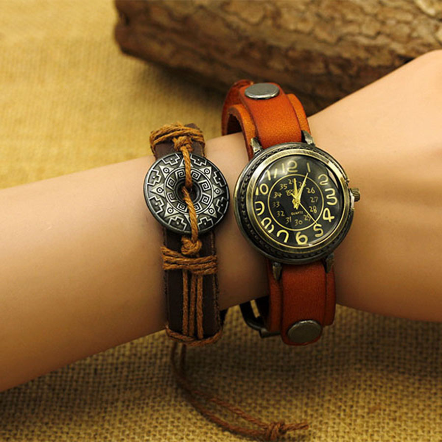 골동품 청동 디지털 커플 팔찌 시계, 소가죽 빈티지 시 - Vintage Digital Watch 리뷰 및 가격