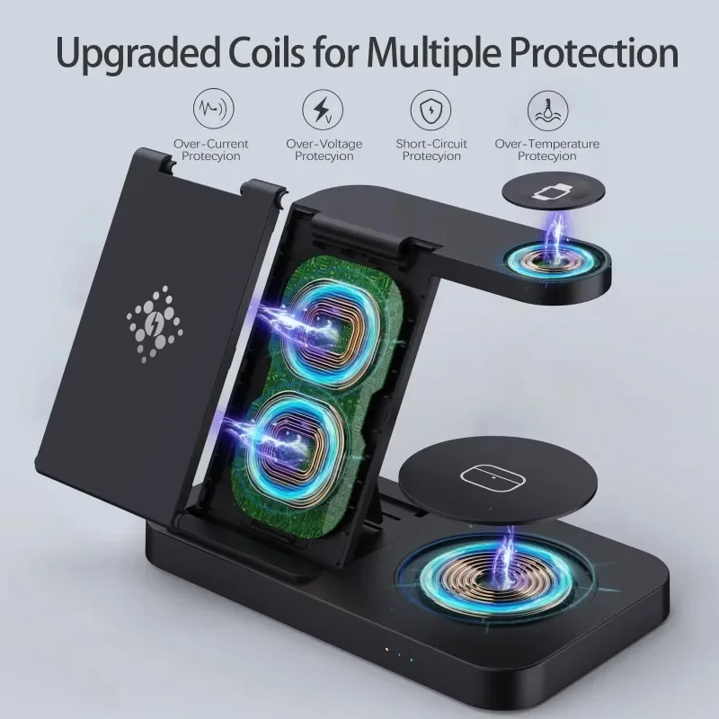 4 in 1 무선 충전 도크, 접이식 충전기 (아이폰  - Watches Smartwatch Samsung 리뷰 및 가격