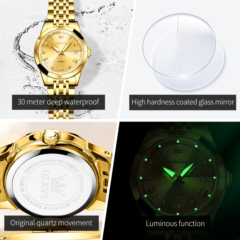 OLEVS 여성을위한 패션 황금 시계 스테인레스 스틸  - Minimalist Thin Watch 리뷰 및 가격