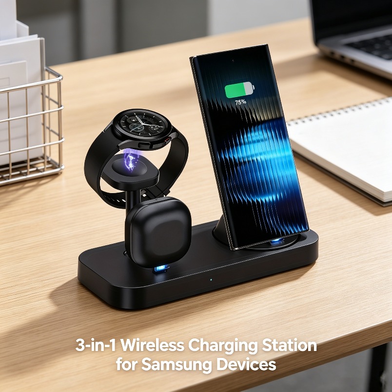 3 in 1 무선 충전기 듀얼 코일 고속 충전 스탠드  - Watches Smartwatch Samsung 리뷰 및 가격