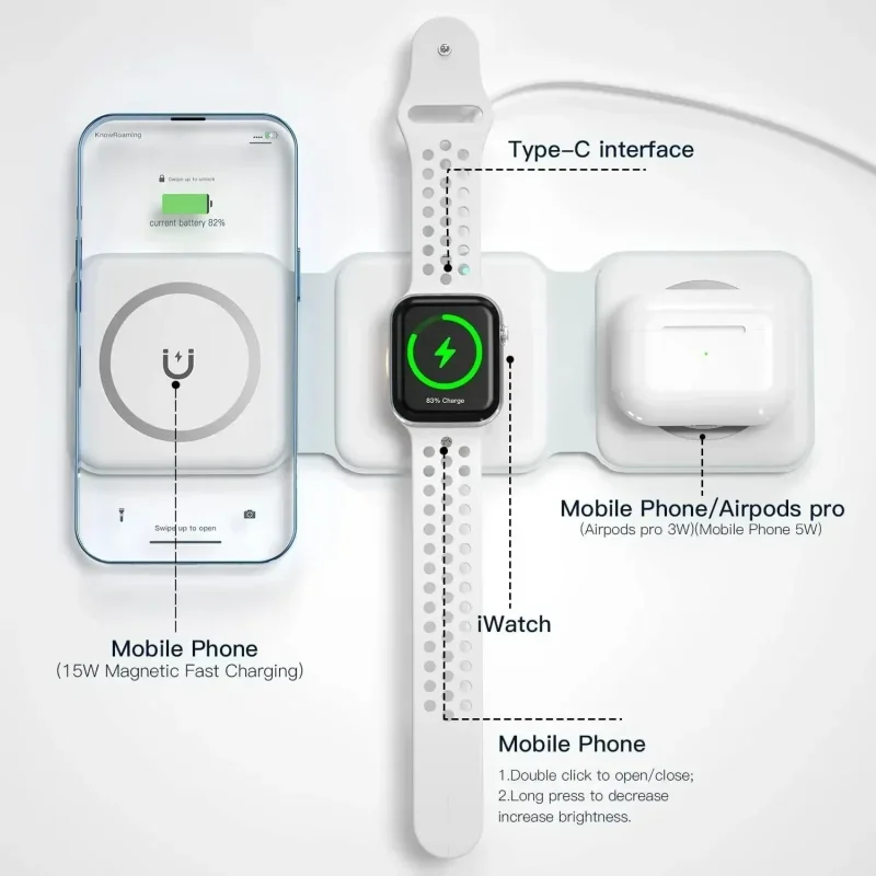 3 in 1 휴대용 마그네틱 무선 충전기 고속 충전 도 - Watches Smartwatch Samsung 리뷰 및 가격