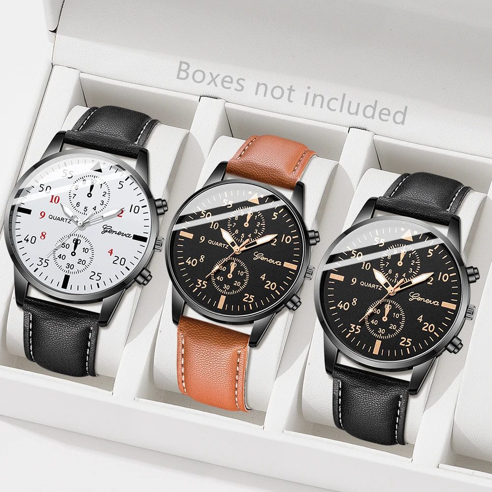 AAA3Pcs 제네바 남성용 크로노그래프 시계 세트 3 - Smartwatch Watches Gift For Men 리뷰 및 가격